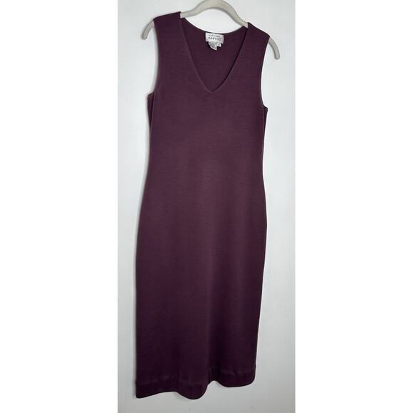 Adriana Papell Purple V Neck Sleeveless Wool Blend Midi Dress Size Medium - Picture 2 of 5
